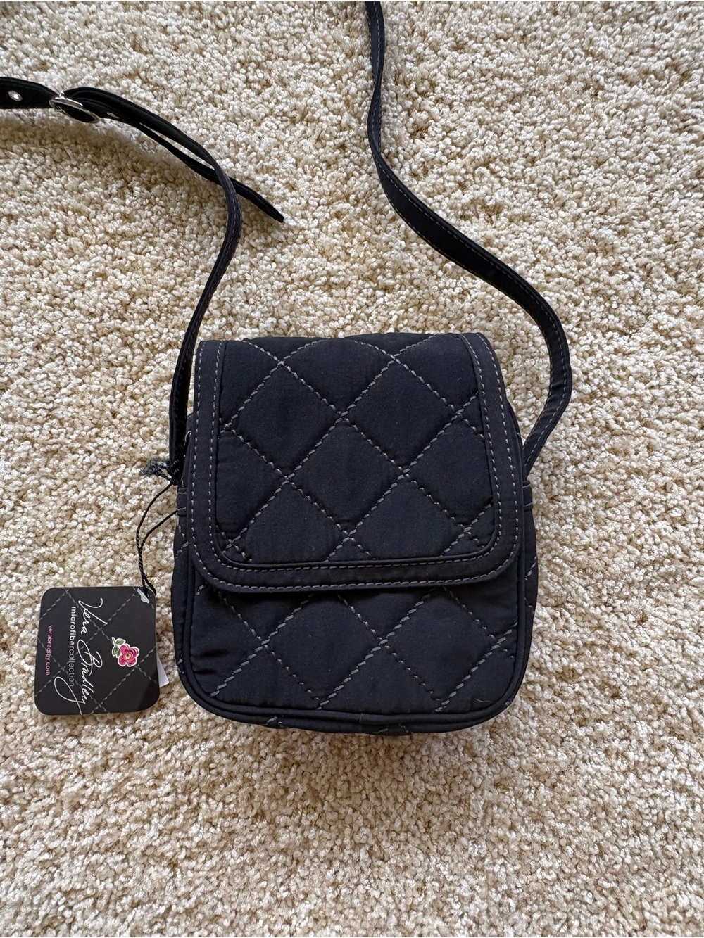Vera Bradley Lili Hipster Crossbody Bag Black Microfiber Quilted NWT - Picture 2 of 10